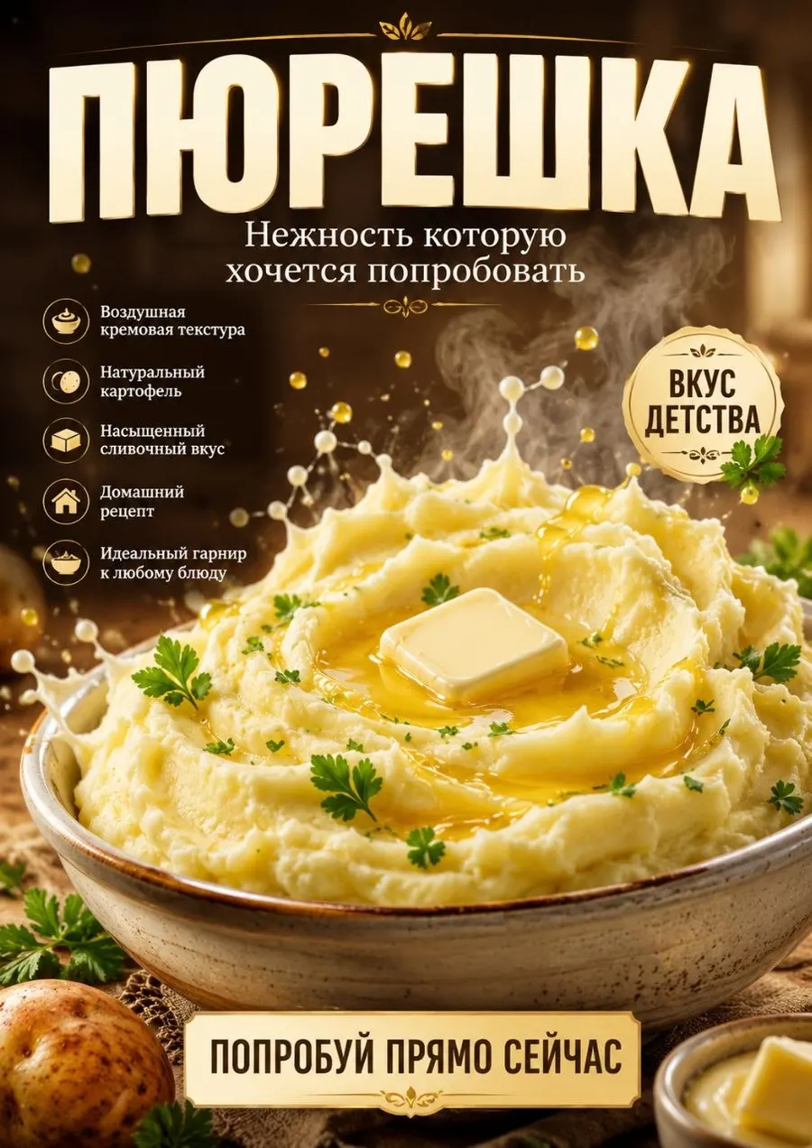 Постер с AI-иллюстрацией «Пюрешка»